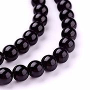 Obsidian perler. Naturlig. Sort. Grade A+. 6 mm.